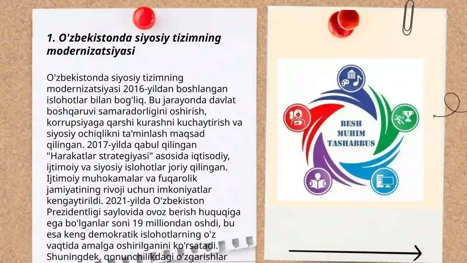 O'zbekistonda demokratik, fuqarolik jamiyati asoslarining shakllanishi, amalga oshirilgan siyosiy islohotlar 3