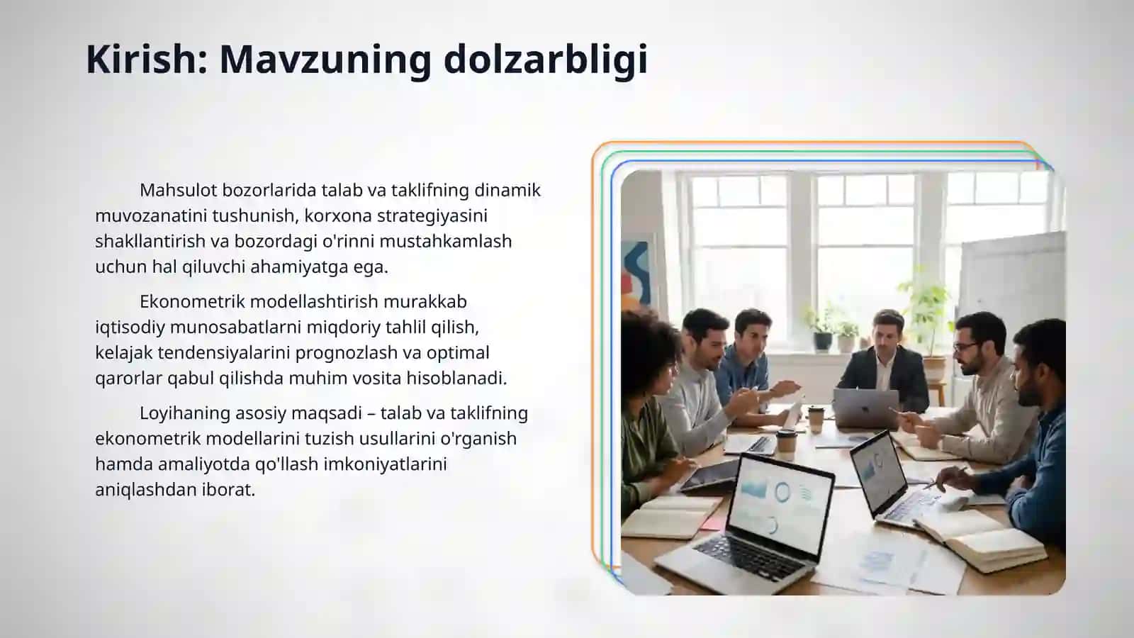 Mahsulotgaboʻlgan talab va taklifning ekonometrik modellarni tuzish. 3