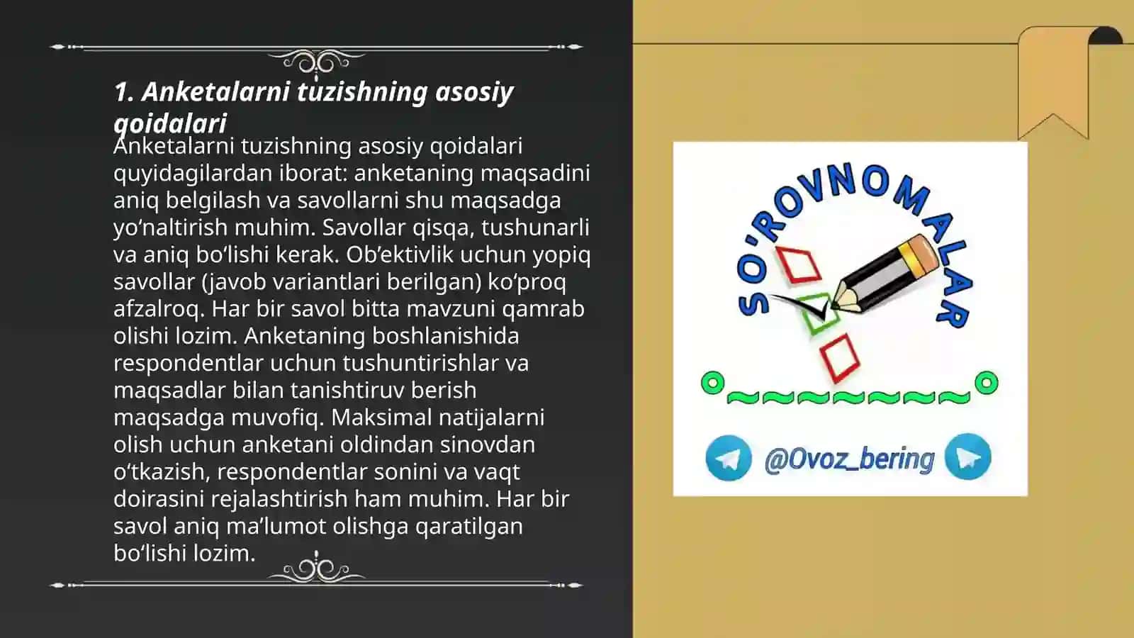 Anketalarni tuzish va so'rovnoma o'tqazish 3