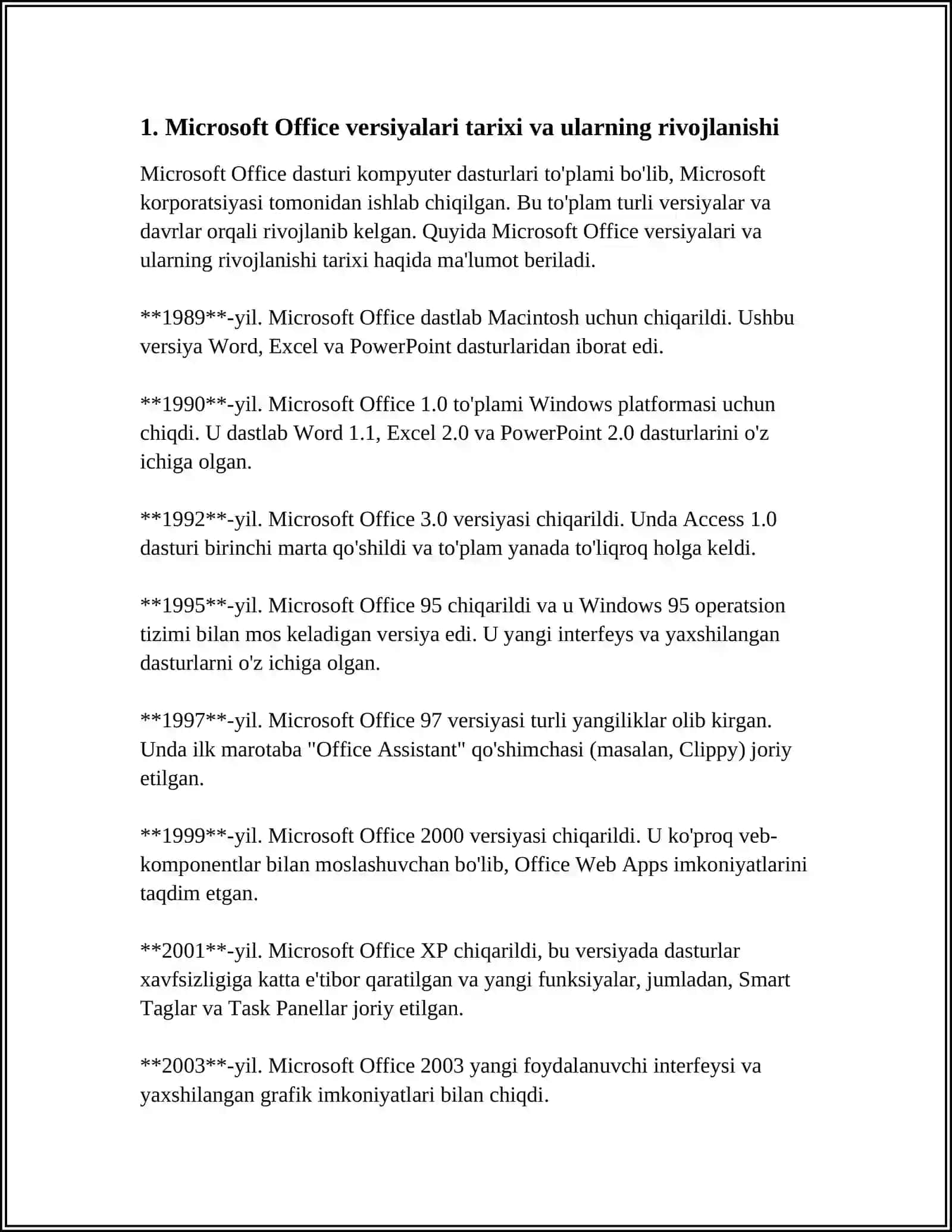 MICROSOFT OFFICE DASTURI VERSIYALARI TO'G'RISIDA TAQDIMOTLAR YARATISH 3
