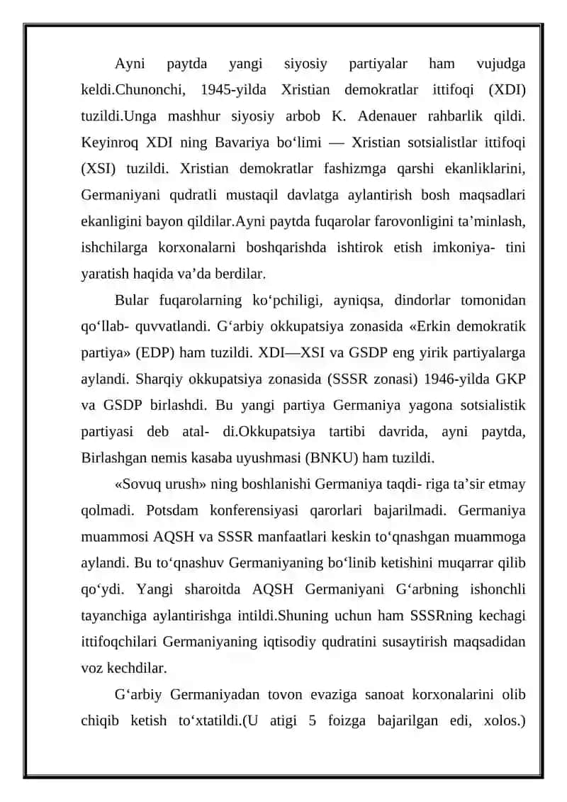 XX ASR OXIRI XXI ASR BOSHLARIDA GERMANIYA 3