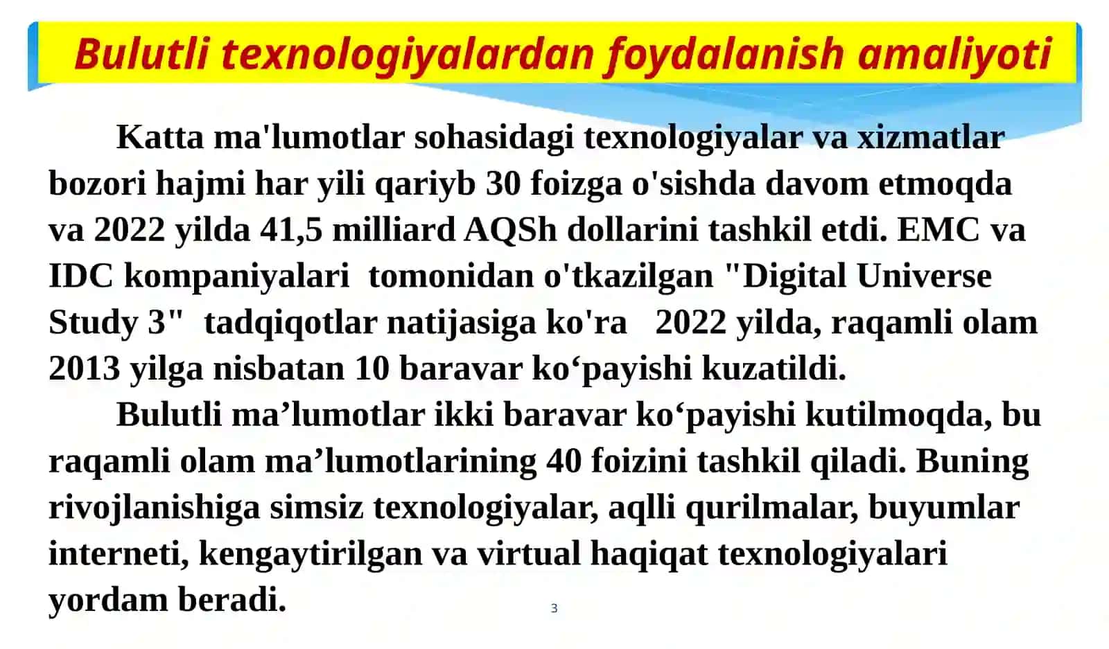 Bulutli hisoblashlar va servislar 3