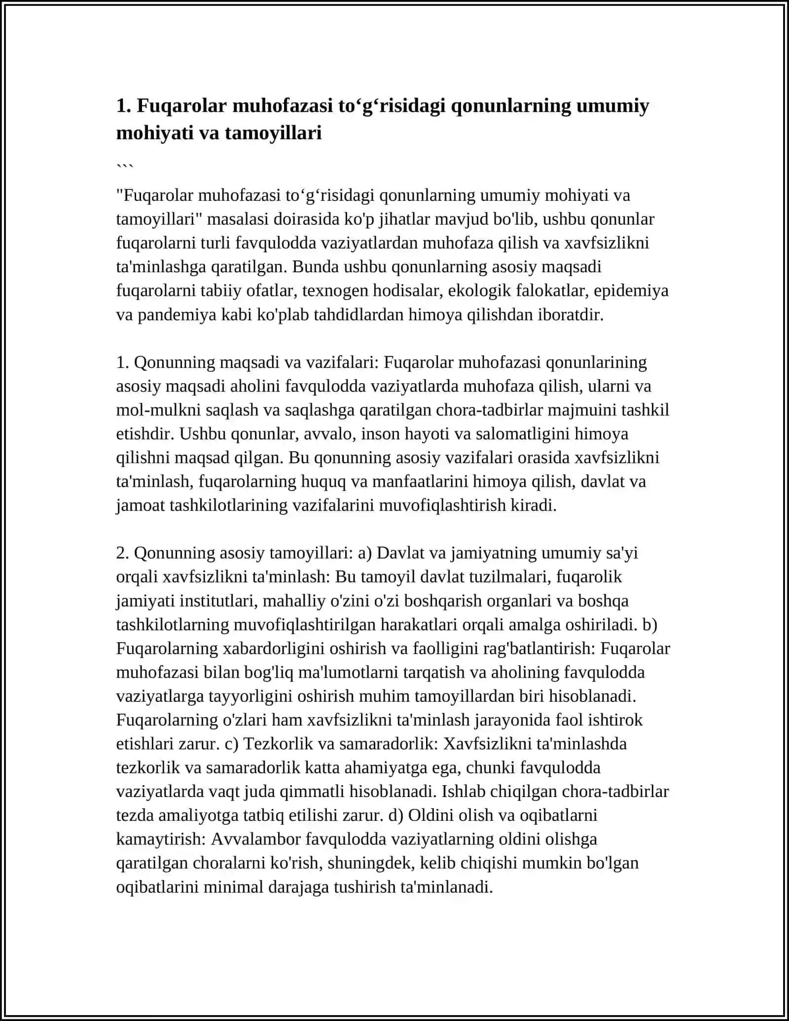 FUQAROLAR MUHOFAZASI TOʻGʻRISIDAGI QONUN VA FARMOYISHLAR 3
