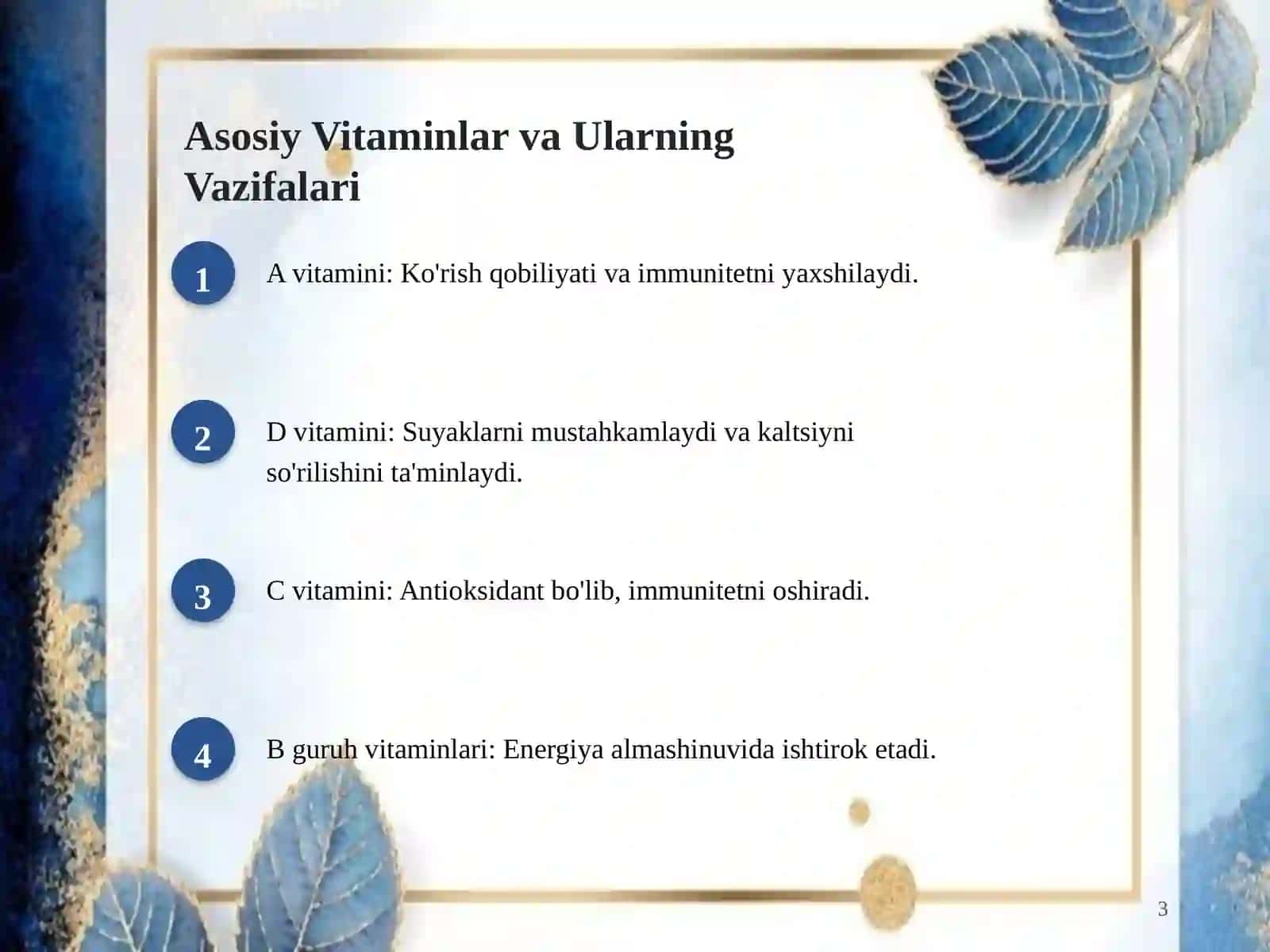 Vitaminlar va Osteoporozga Qarshi Davo 3