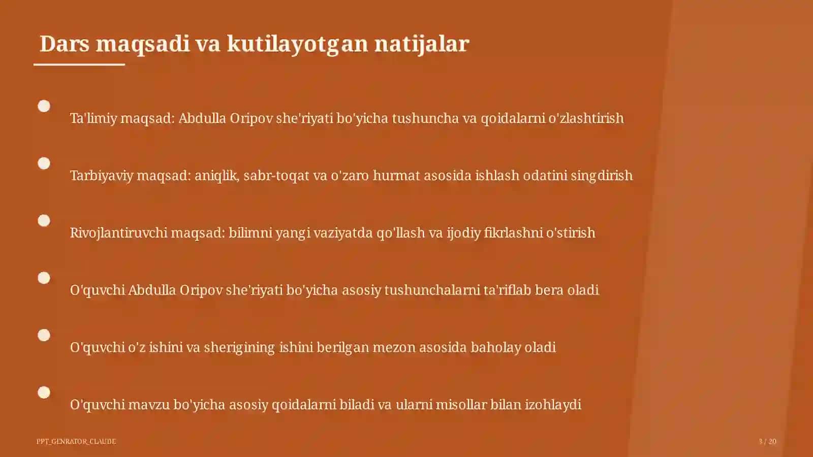 Abdulla Oripov she'riyati (9-sinf) 3