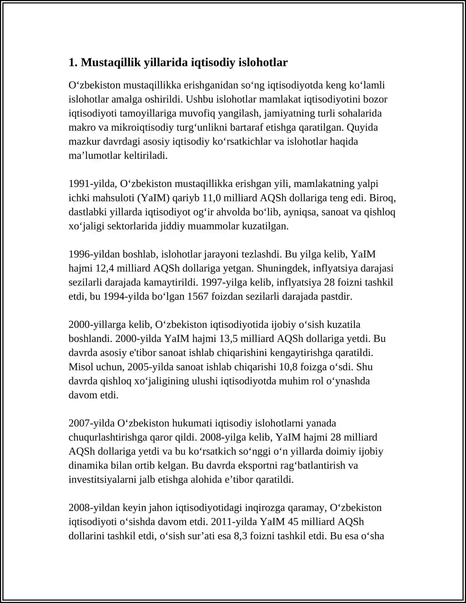 O'ZBEKISTON RESPUBLIKASINING MUSTAQILLIK YILLARIDA IJTIMOIY IQTISODIY HOLATI 3