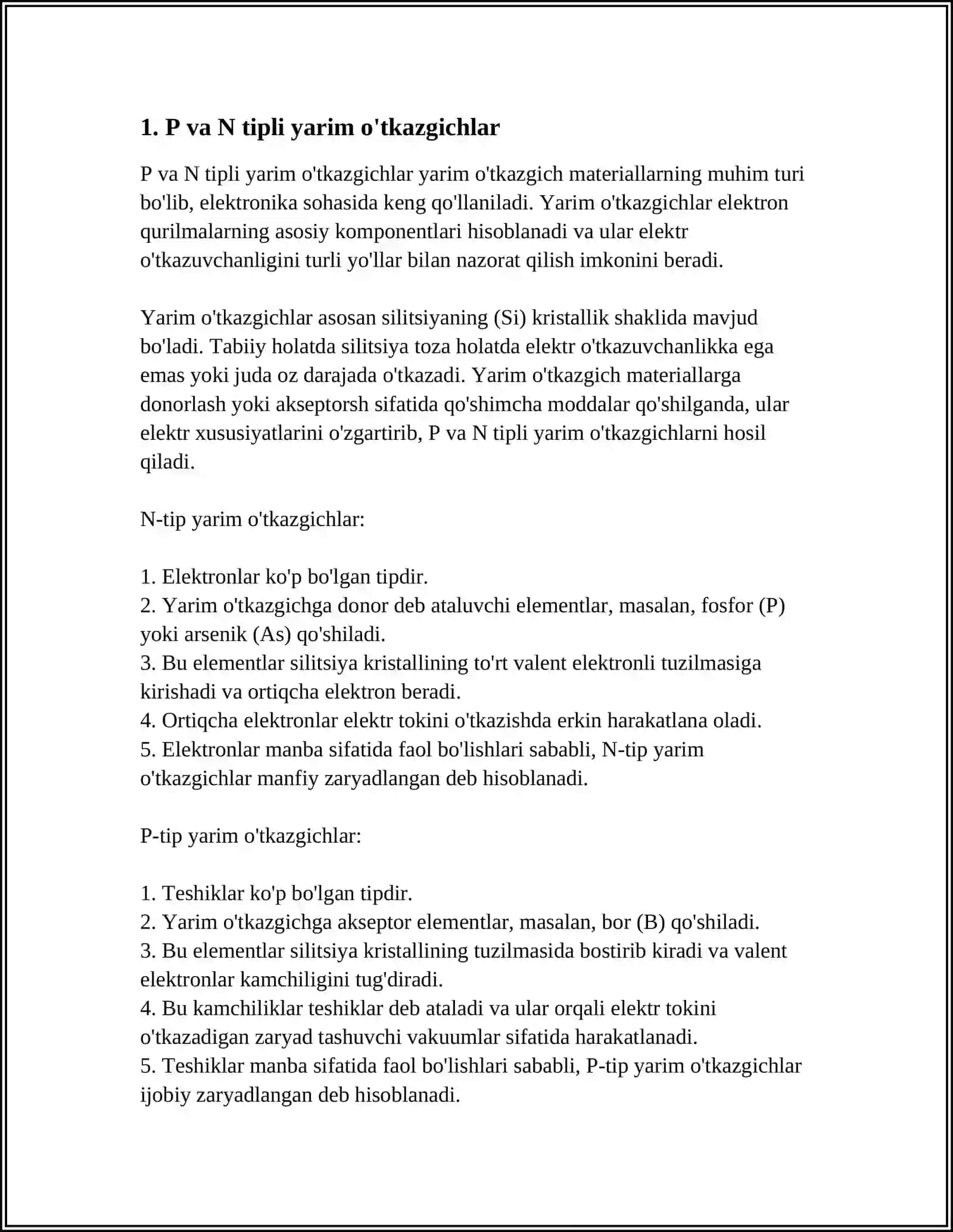 REFERAT Mavzu: P VA N TIPLI MATERIALLAR 3
