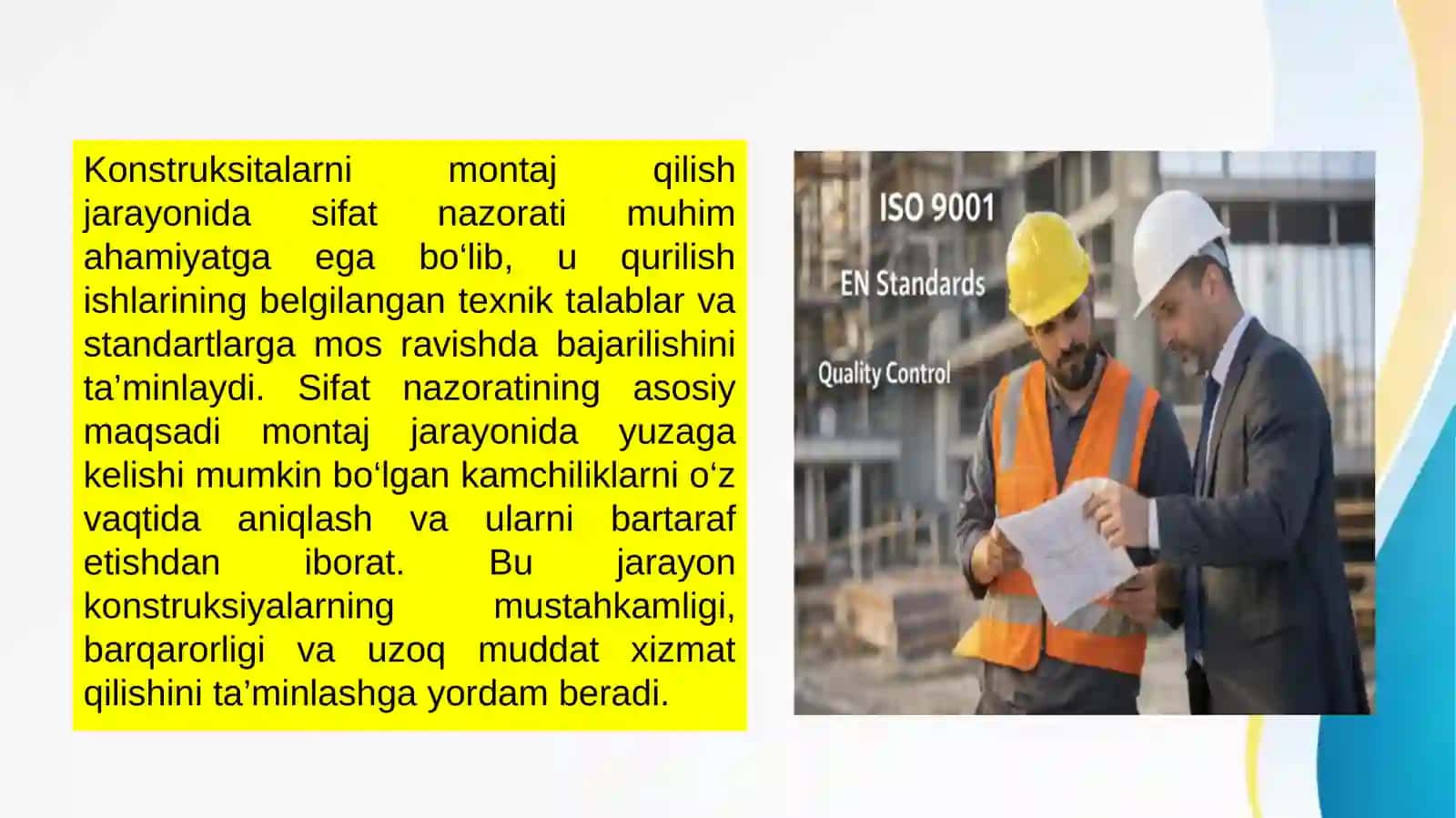 Konstruksitalarni montaj qilish sifat nazorati 3