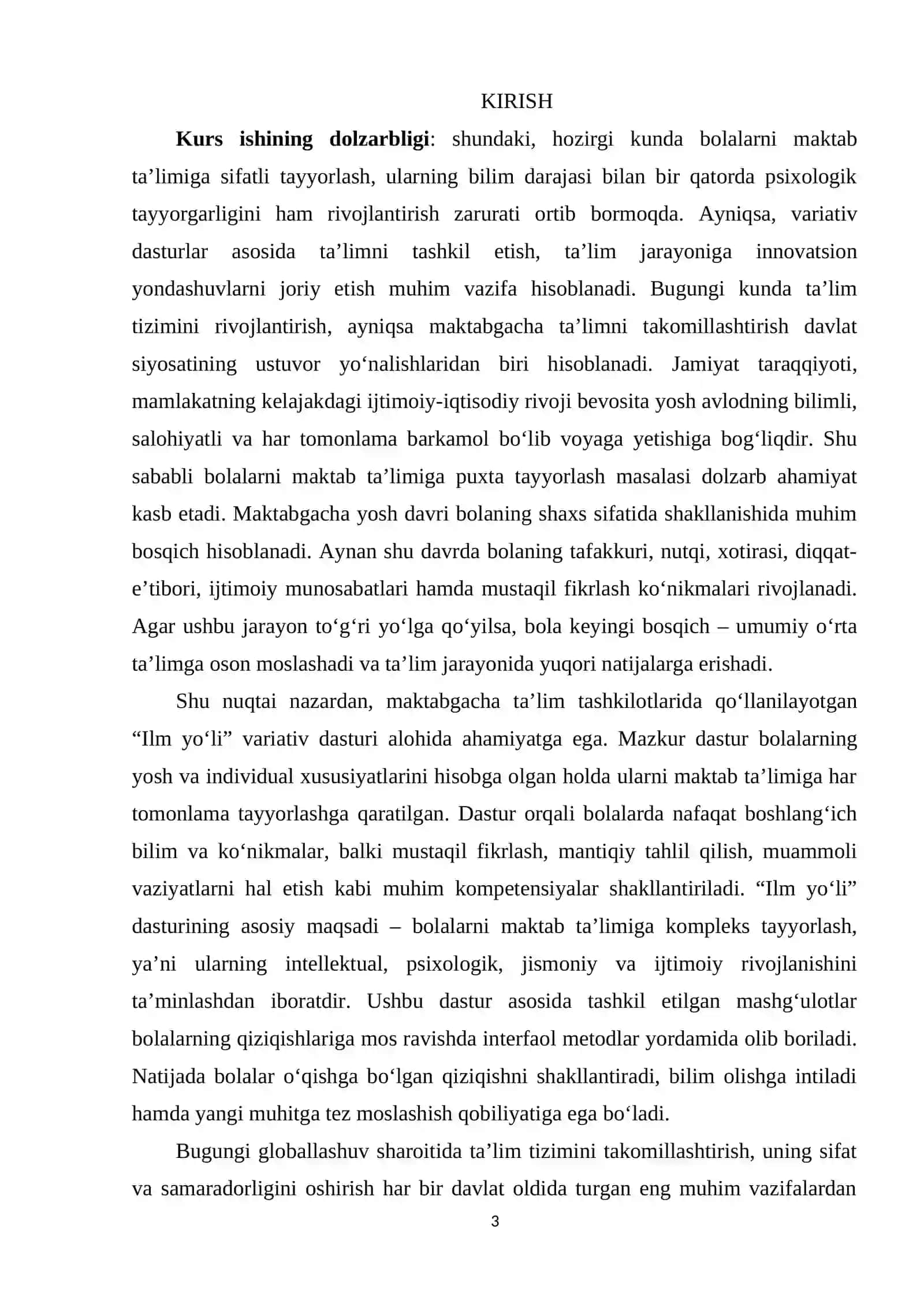 "ILM YO'LI" VARIATIV DASTURI ORQALI BOLALARNI MAKTABGA TAYYORLASH 3
