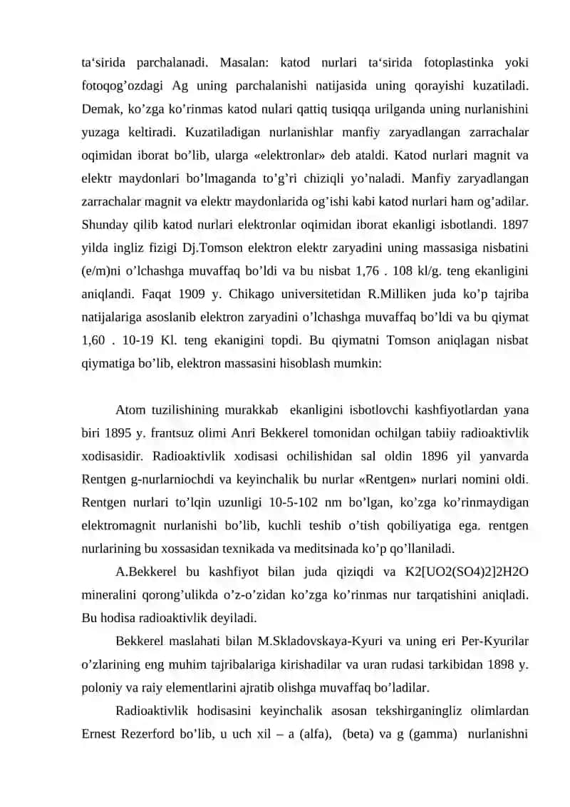 Atom tuzilishi haqidagi nazariyalari va Kvant mexanikasi 3