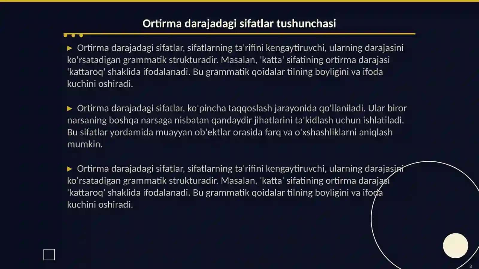 Ortirma darajadagi sifatlar 3