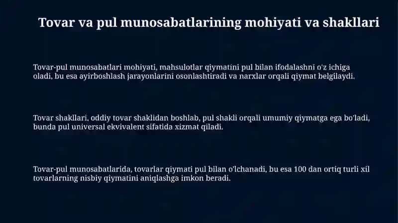 TOVAR VA PUL MUNOSABATLARI 3