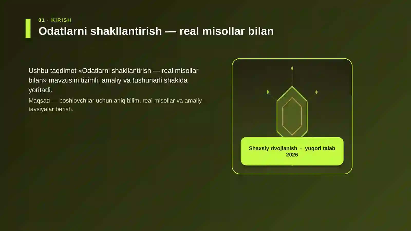 Odatlarni shakllantirish — real misollar bilan 3