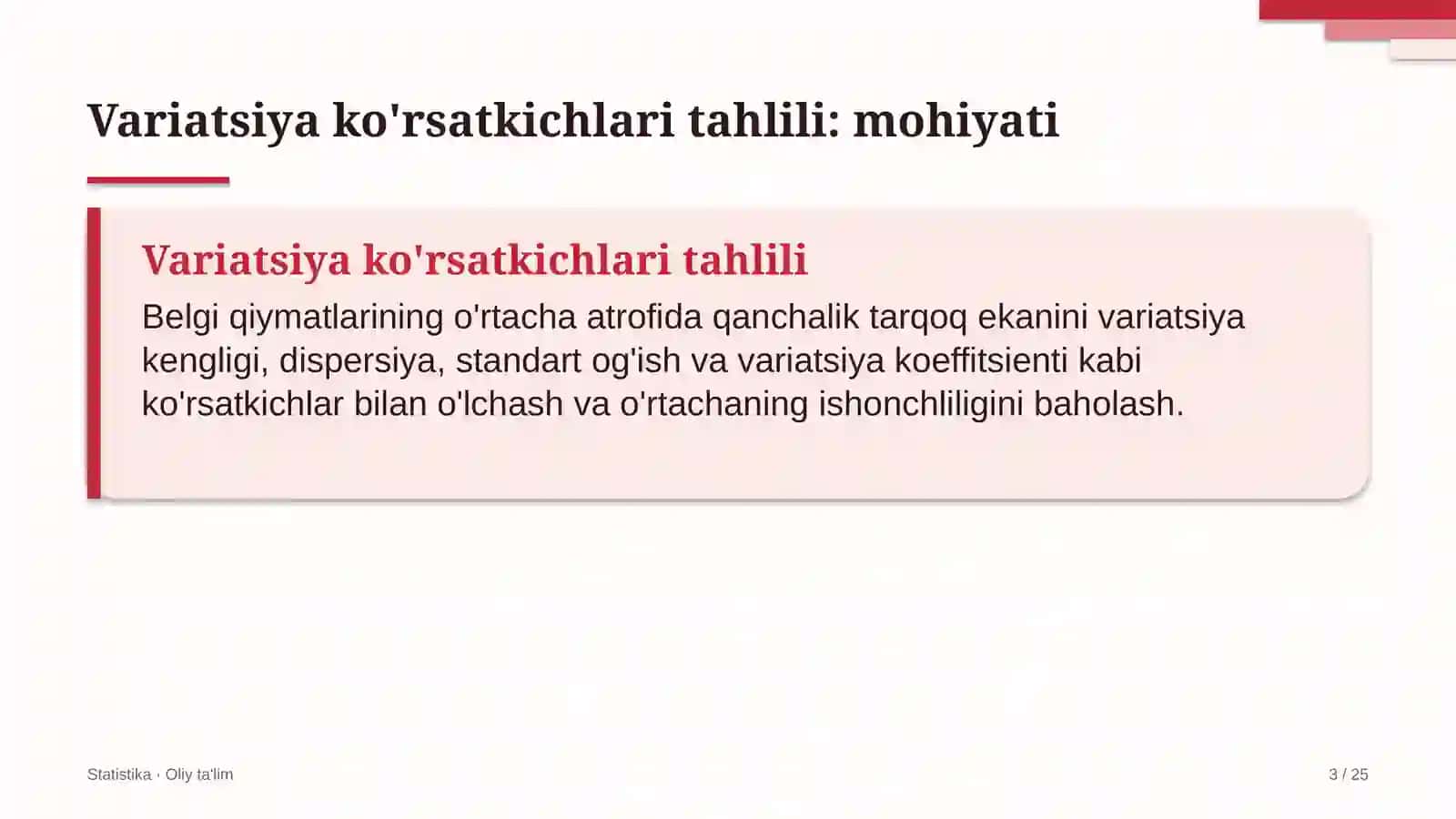qandolatchilik sexlarida variatsiya ko'rsatkichlari tahlili 9143 3