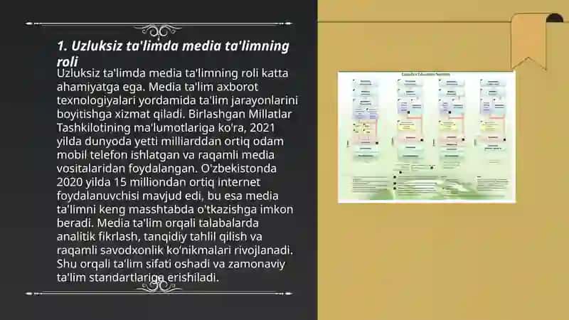 Uzluksiz ta'lim tizimiga media ta'limni tatbiq etish dolzarb pedagogik muommo Ergashova Diyorabonu 3