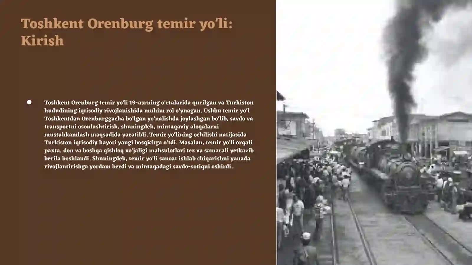 Toshkent Orenburg temir yoʻli va uning Turkiston iqtisodiy ishtimoiy hayotida tutgan oʻrni 3