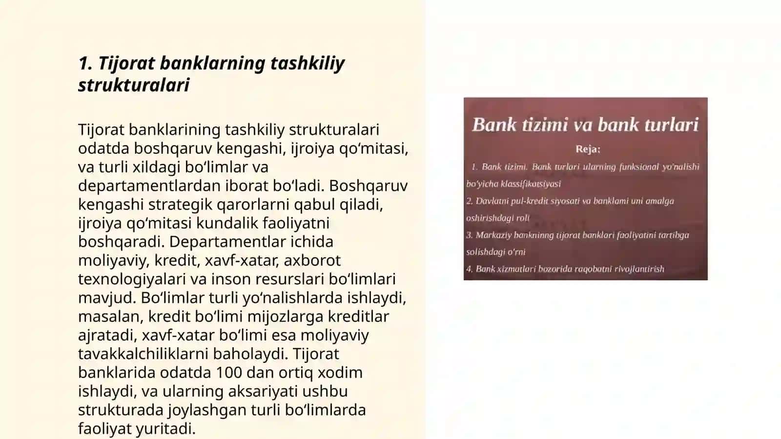 Tijorat banklarning tashkiliy tuzilishi va banklar faoliyatini boshqarish asoslari 3