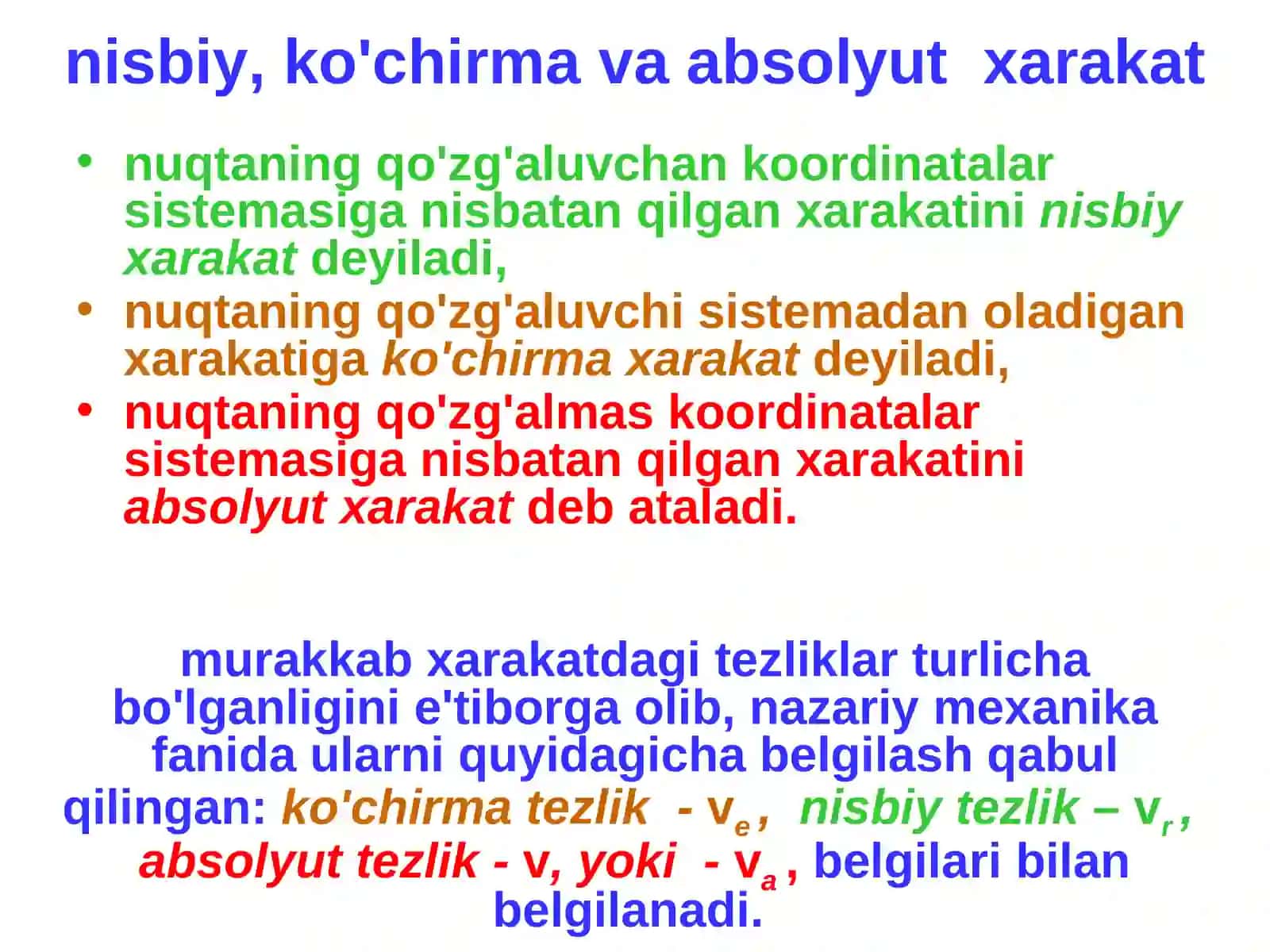 Nuqtaning murakkab xarakatini aniqlash 3