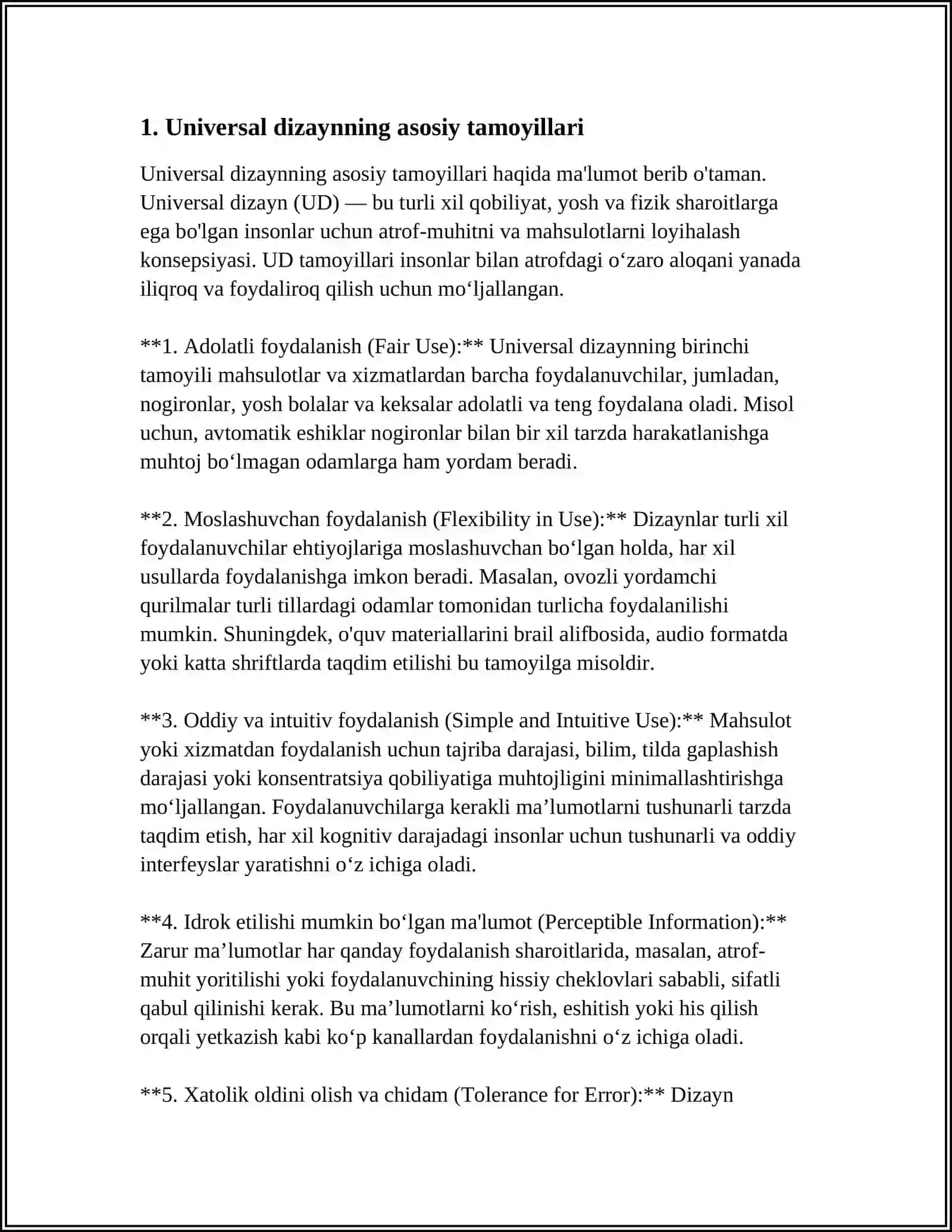 UNIVERSAL DIZAYN INKLYUZIV TAʼLIM TIZIMIDA QOʻLLASH TAMOYILLARI NIK VUYCHICH 3