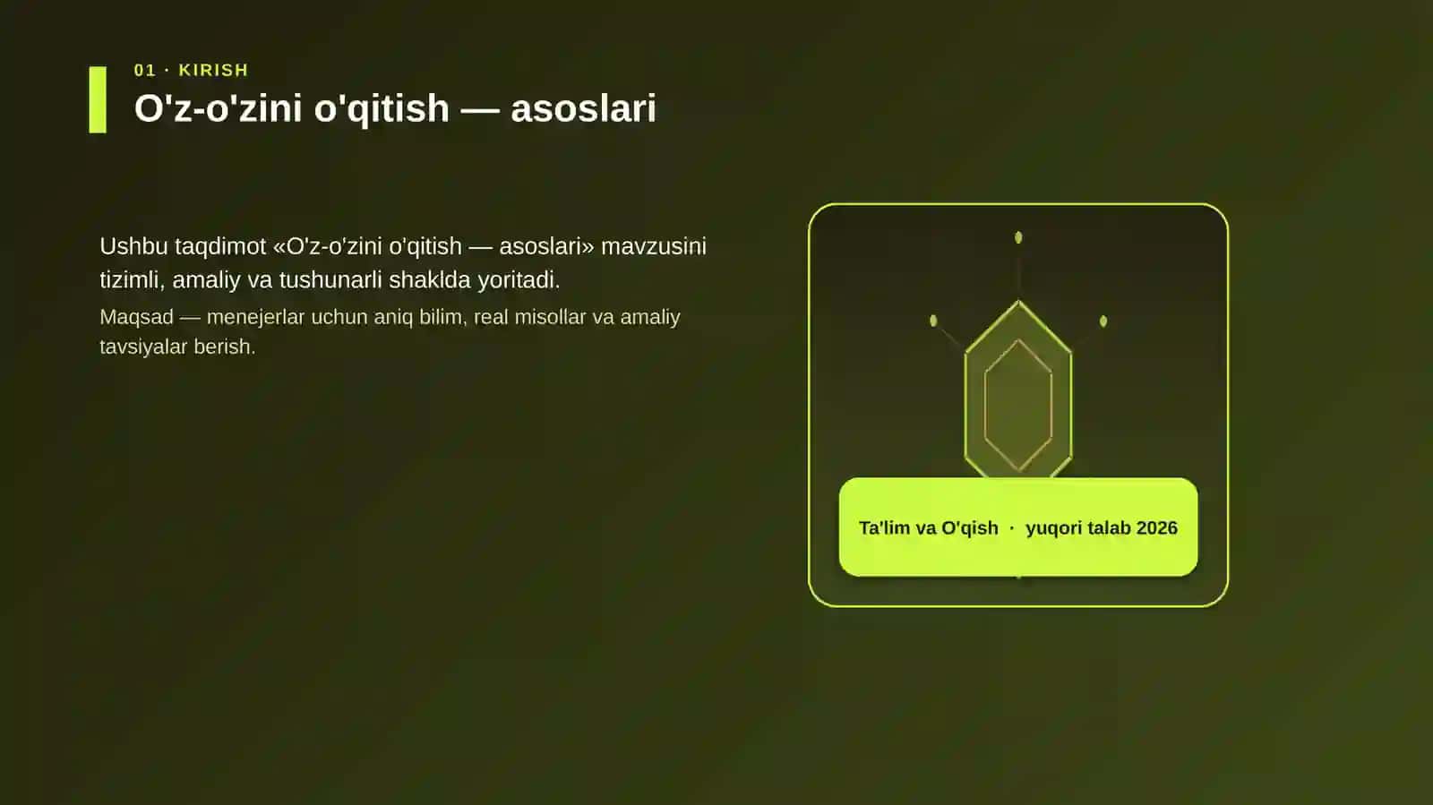 O'z-o'zini o'qitish — asoslari 3