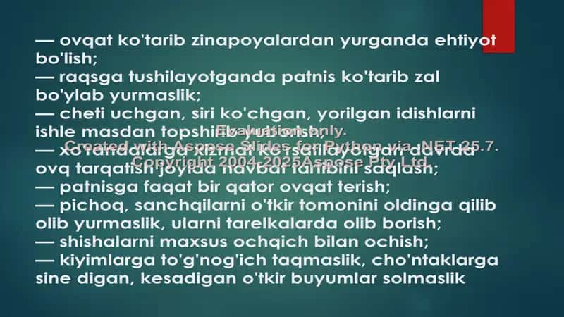 Ofitsiant xizmatida xavfsizlik texnikasi 3
