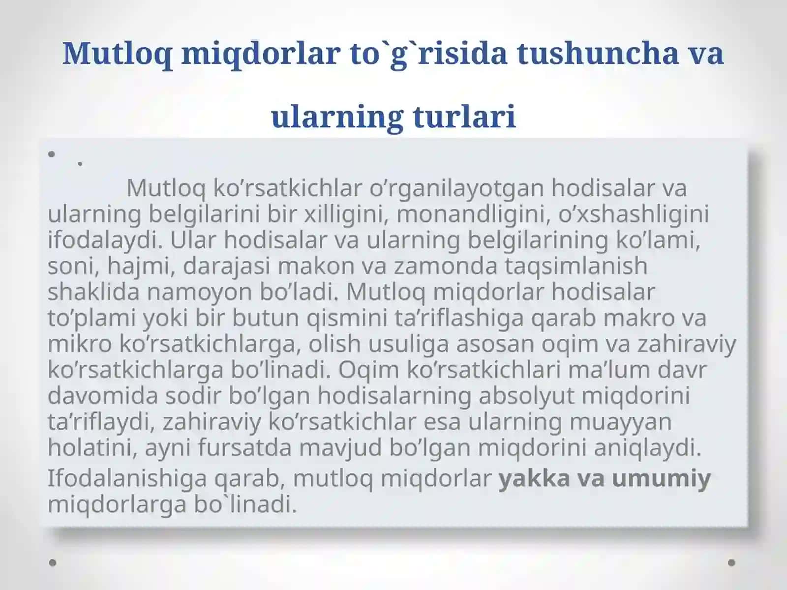 Mutloq va Nisbiy miqdorlar 3