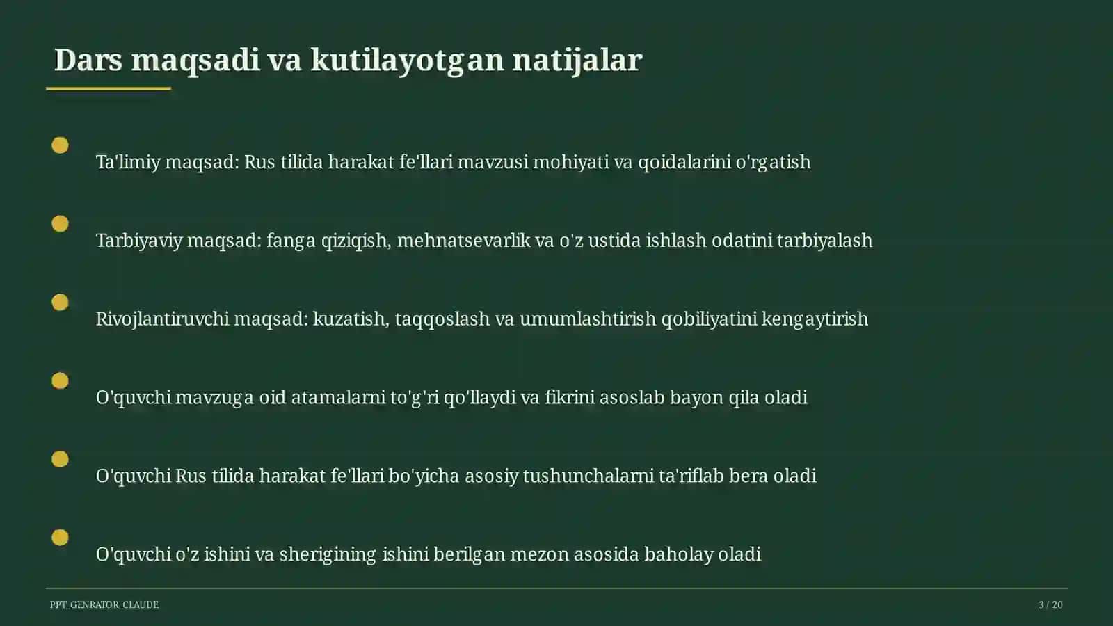 Rus tilida harakat fe'llari (6-sinf) 3