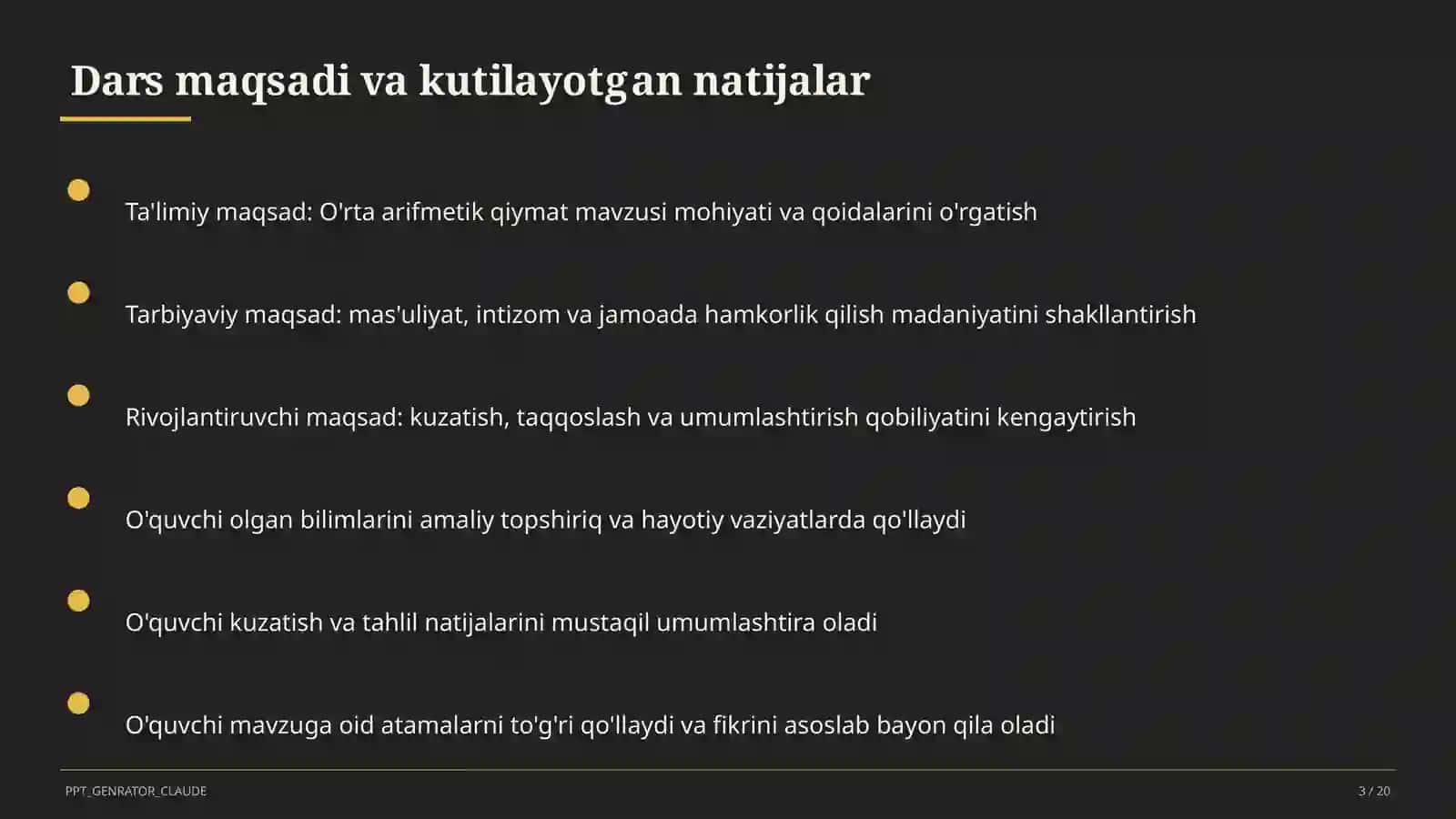 O'rta arifmetik qiymat (5-sinf) 3