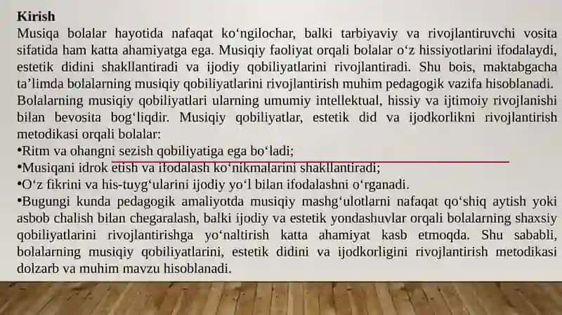 bolalarni musiqiy qobiliyatlari didi estetik va ijodkorlikni rivojlantirish metodikasi 3