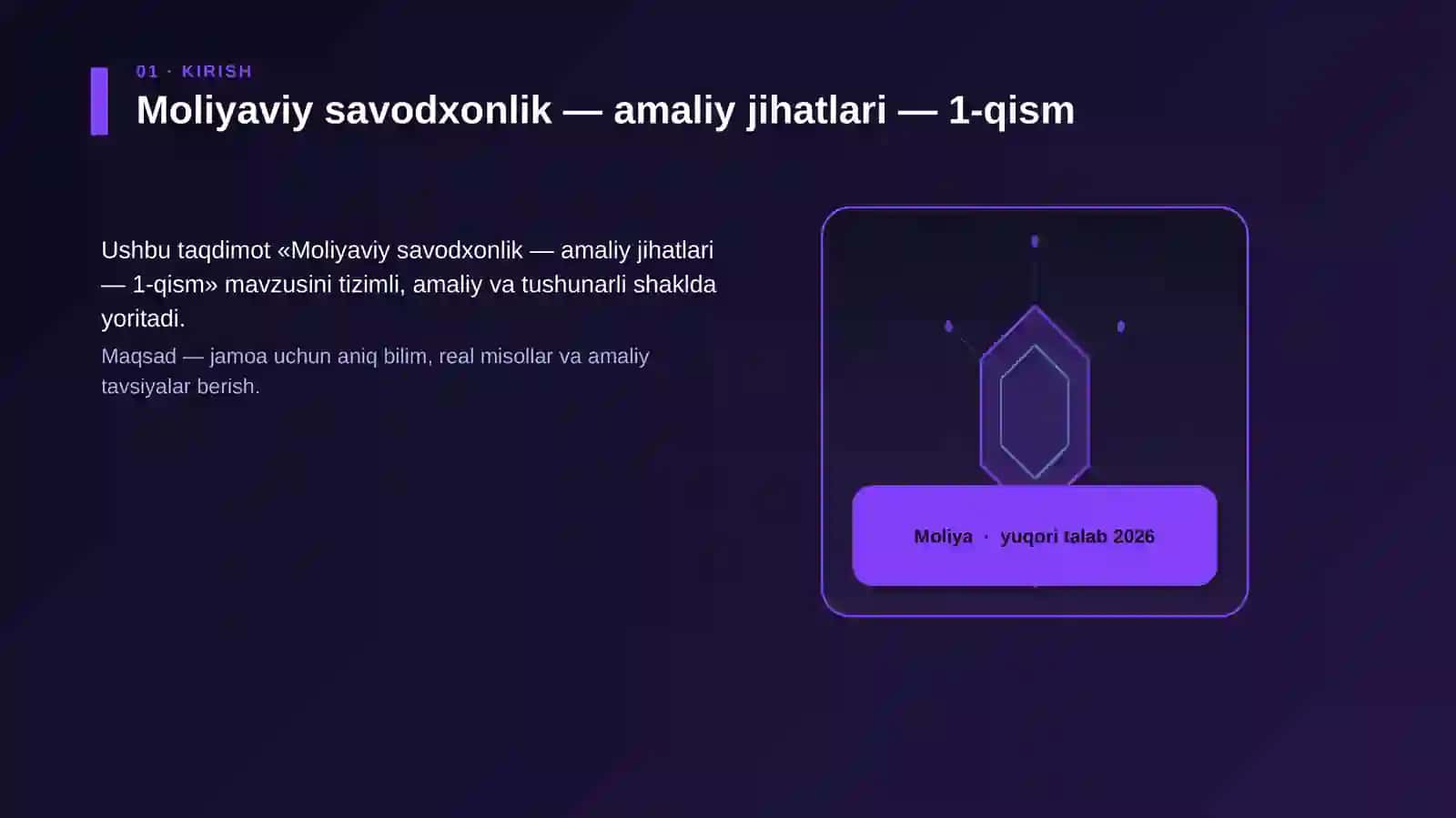 Moliyaviy savodxonlik — amaliy jihatlari — 1-qism 3