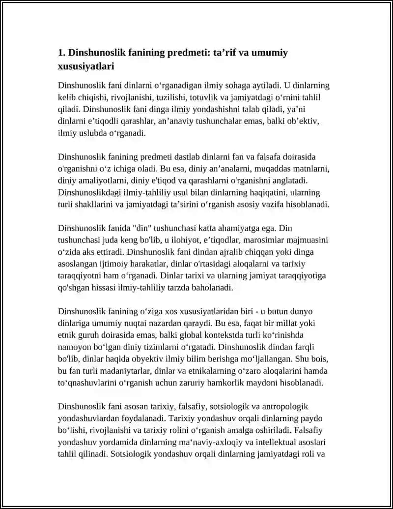 DINSHUNOSHLIK FANINING PREDMETI MAQSAD VA VAZIFALARI 3