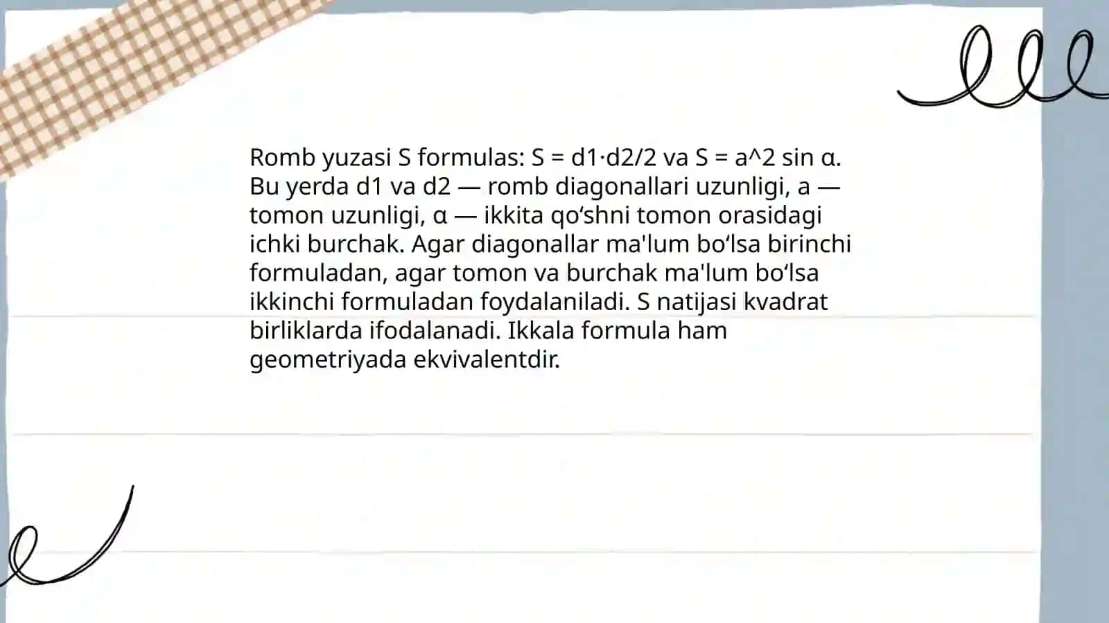Romb va trapetsiya yuzi 3