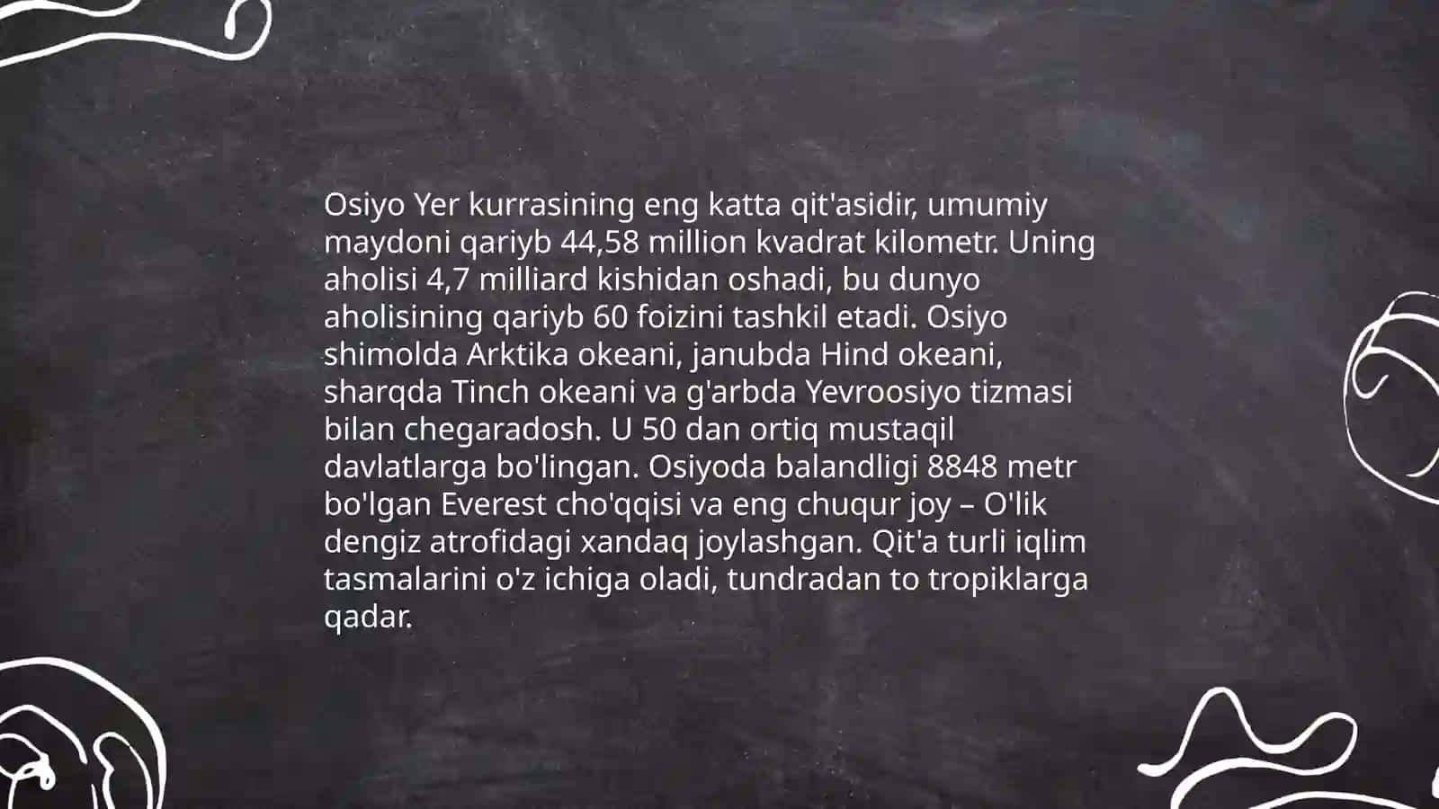 Osiyoga umumiy tabiiy geografik tavsif berish 3