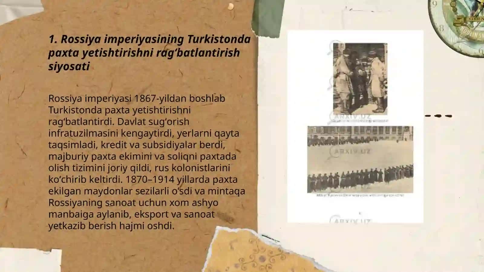 Rossiya imperiyasining Turkistonda paxta yetishtirishni ragʻbatlantirish siyosati 3