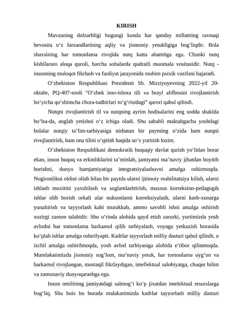 Surdopsixologiya fanidan “Maxsus ta’lim jarayonida eshitishida nuqsoni bo’lgan bolalarga psixologik-pedagogik yordam ko’rsatish” mavzusida KURS ISHI 3