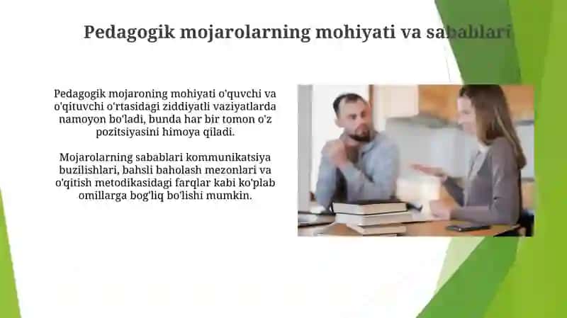 Pedagogik konfliktlarni bartaraf etish sharti va omillari 3