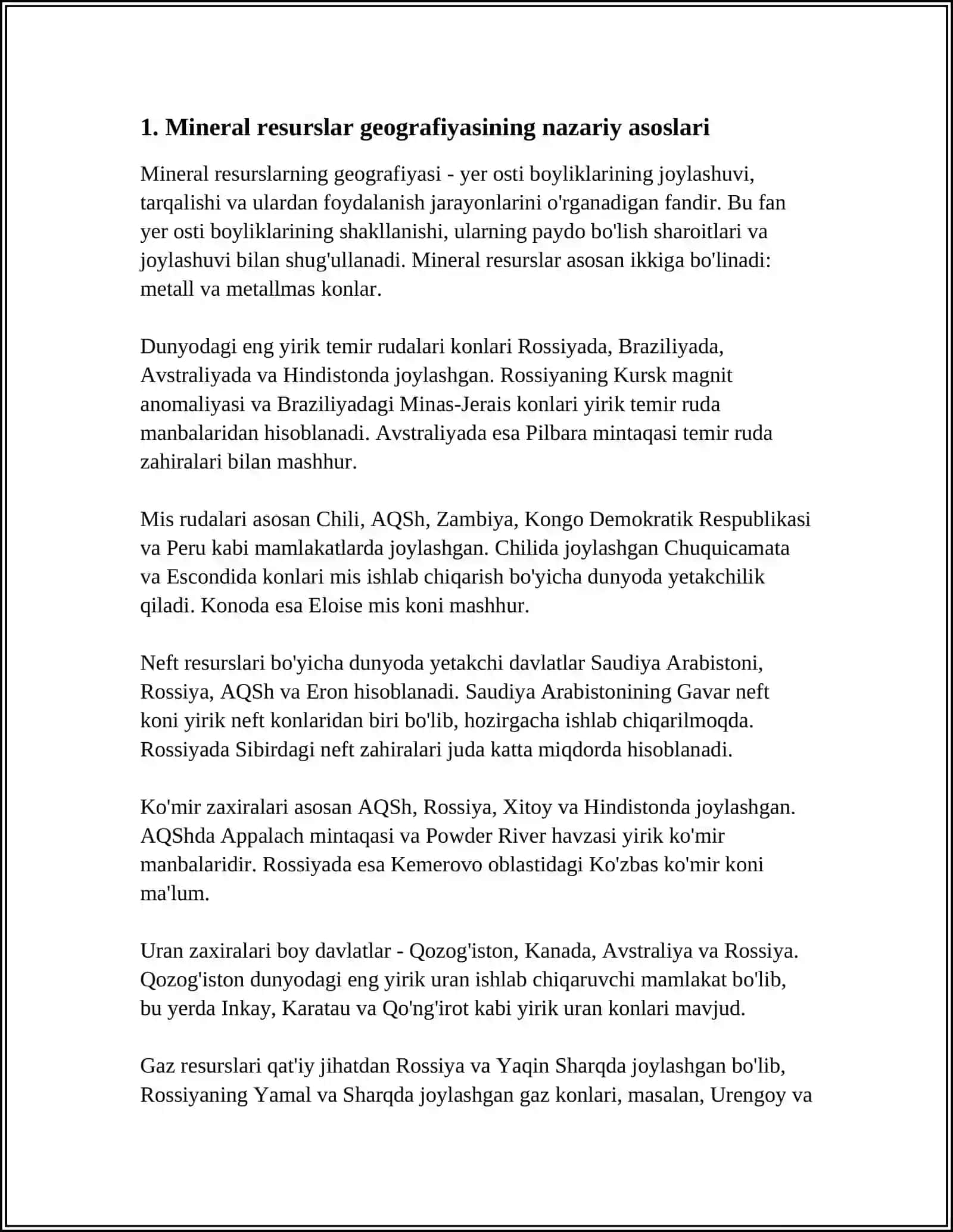 MINERAL RESURSLAR GEOGRAFIYASI 3