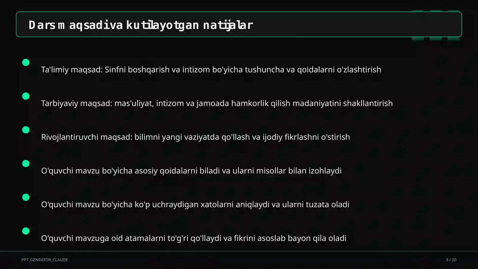 Sinfni boshqarish va intizom 3