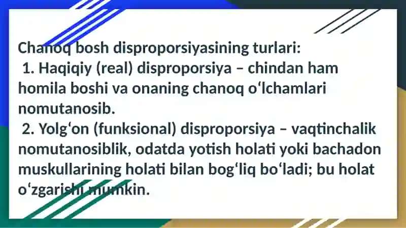 Chanoq bosh disproporsiyasi (CBD) 3