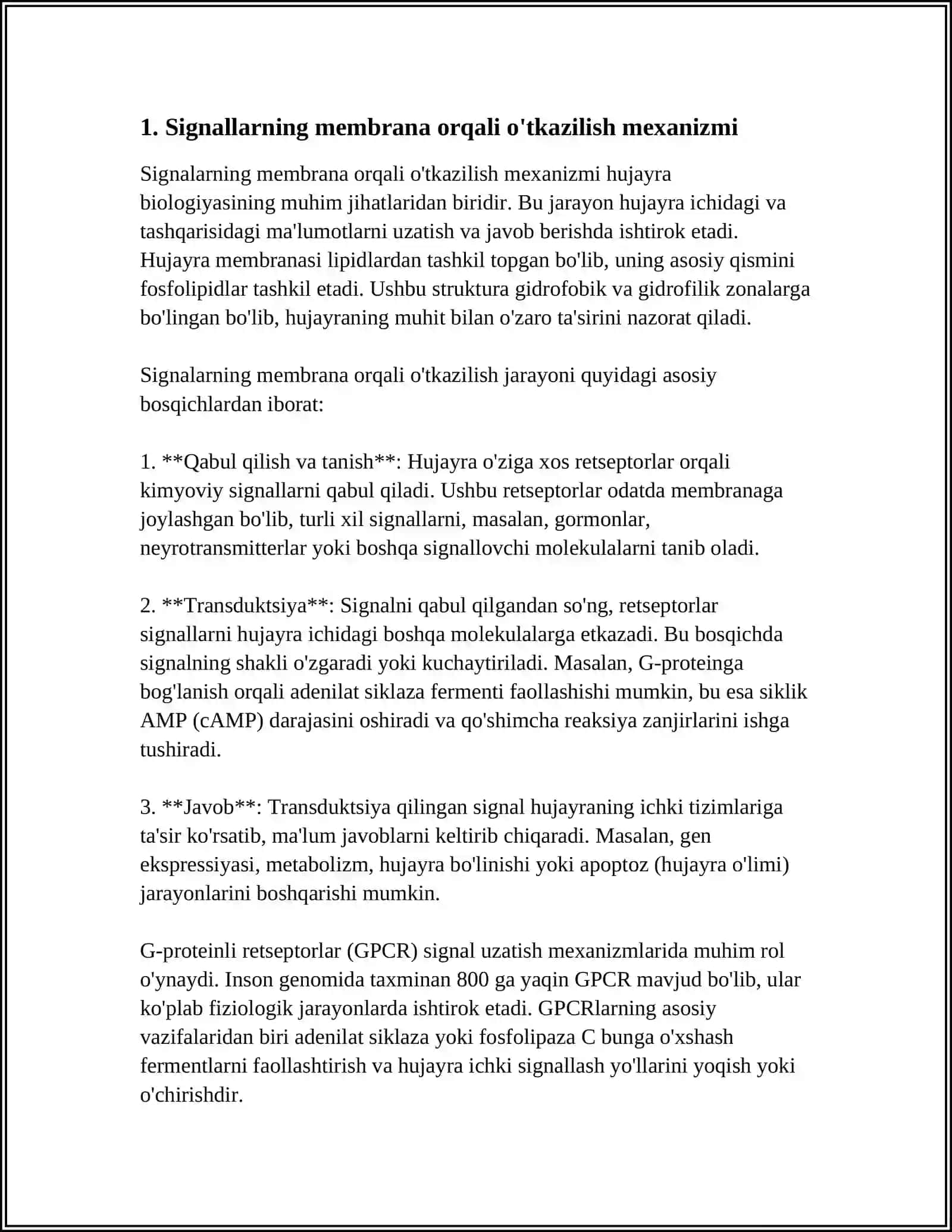 SIGNALLARNI MEMBRANALAR ORQALI OʻTKAZILISHI 3