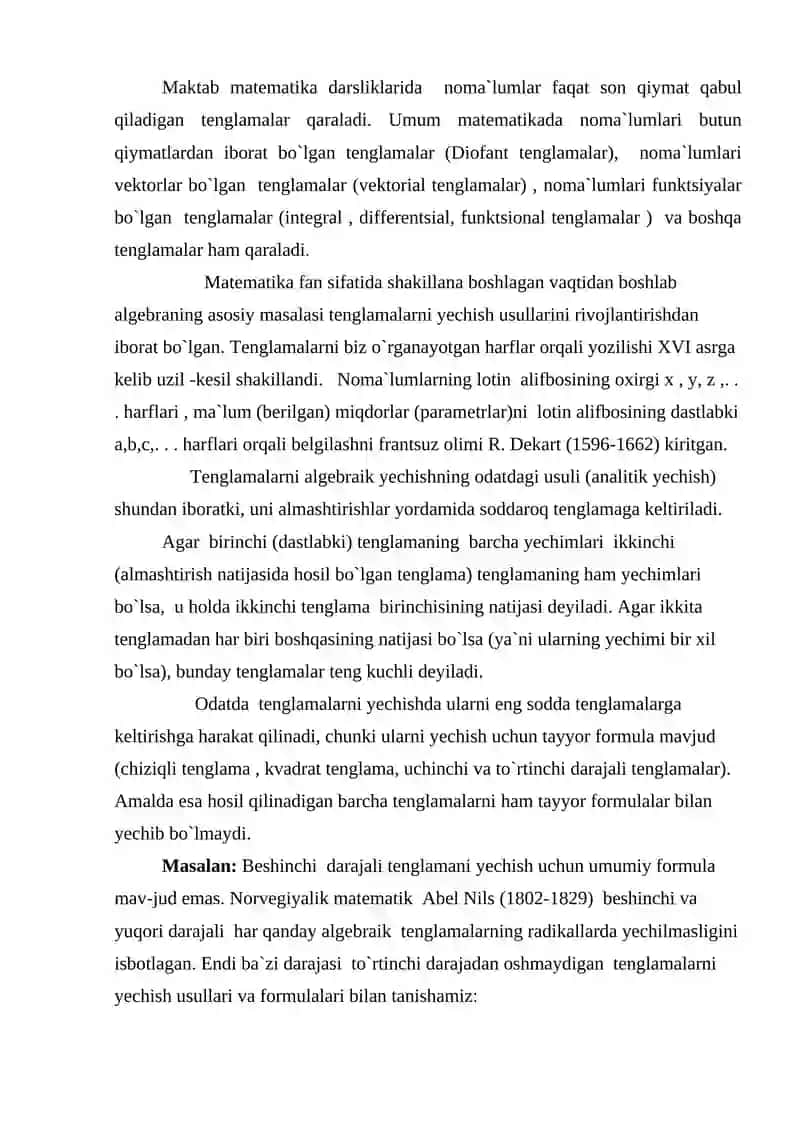 Birinchi darajali bir noma`lumli tеnglama 3