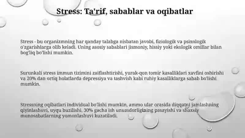 Stress va stressni bartataf etuvchi psixologik mashg‘ulotlar 3