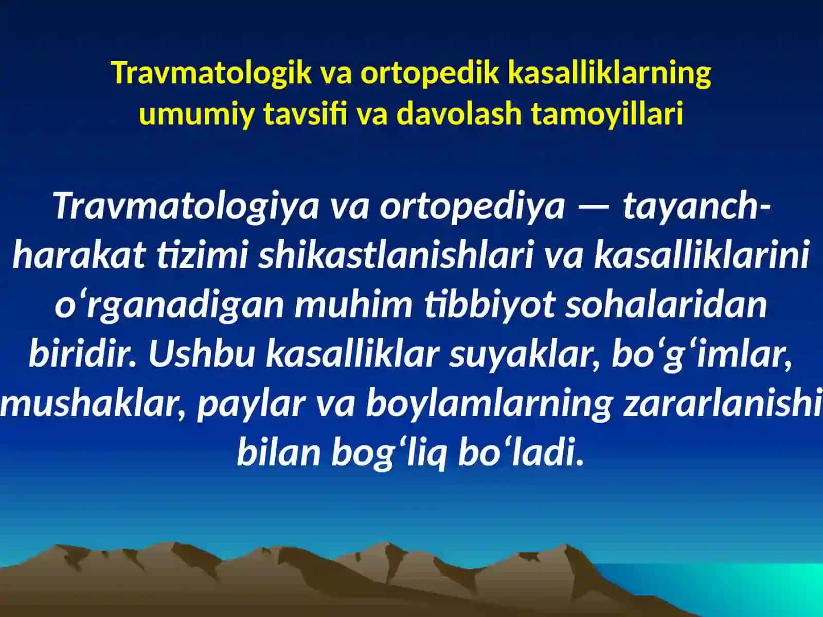 Travmatologik va ortopedik bemorlarni konservativ va operativ davolash va ularning reabilitatsiyasi 3