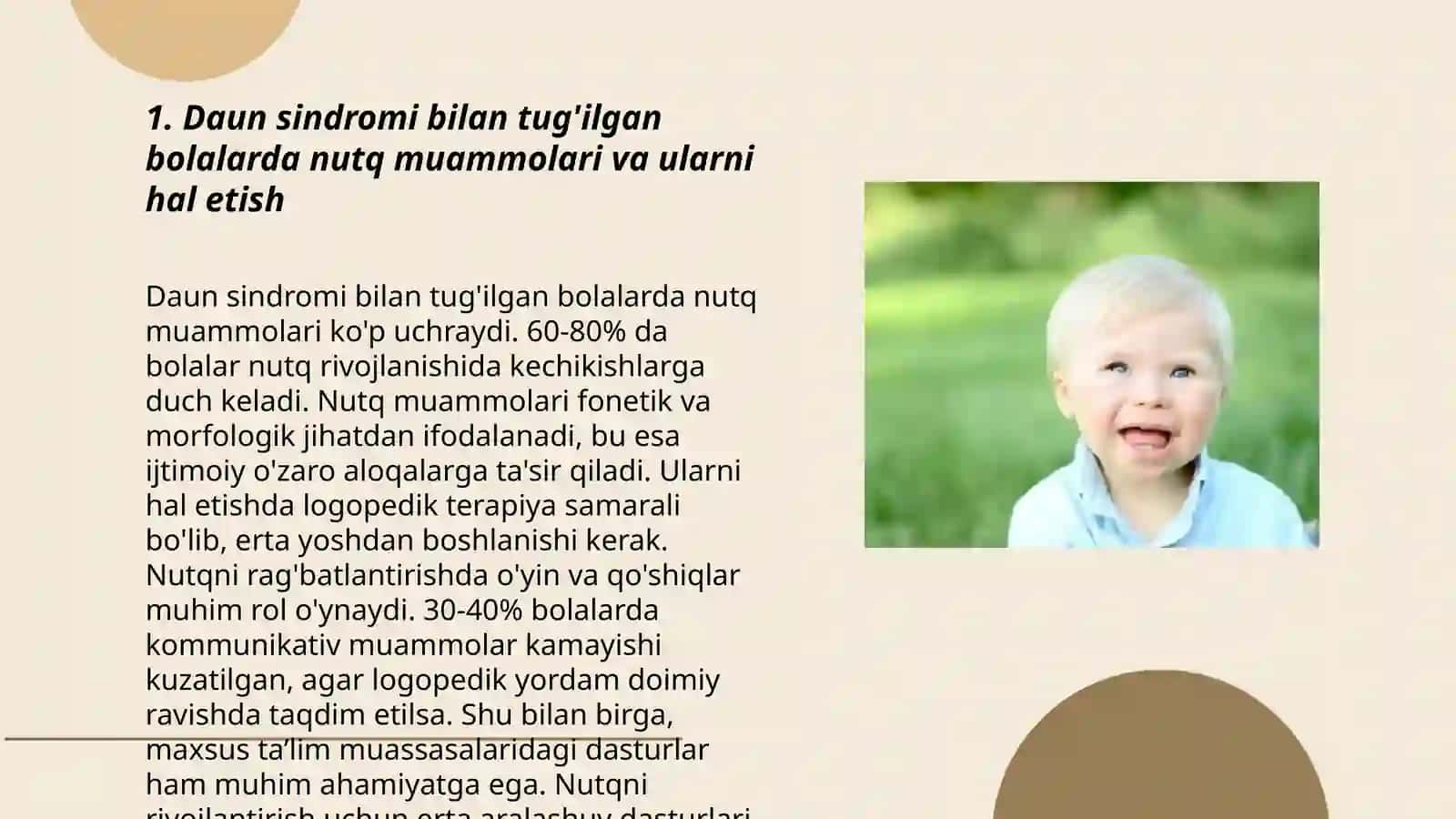 Daun sindromi bilan tug'ilgan bolalar bilan olib boriladigan korreksion-pedagogik ishlar 3