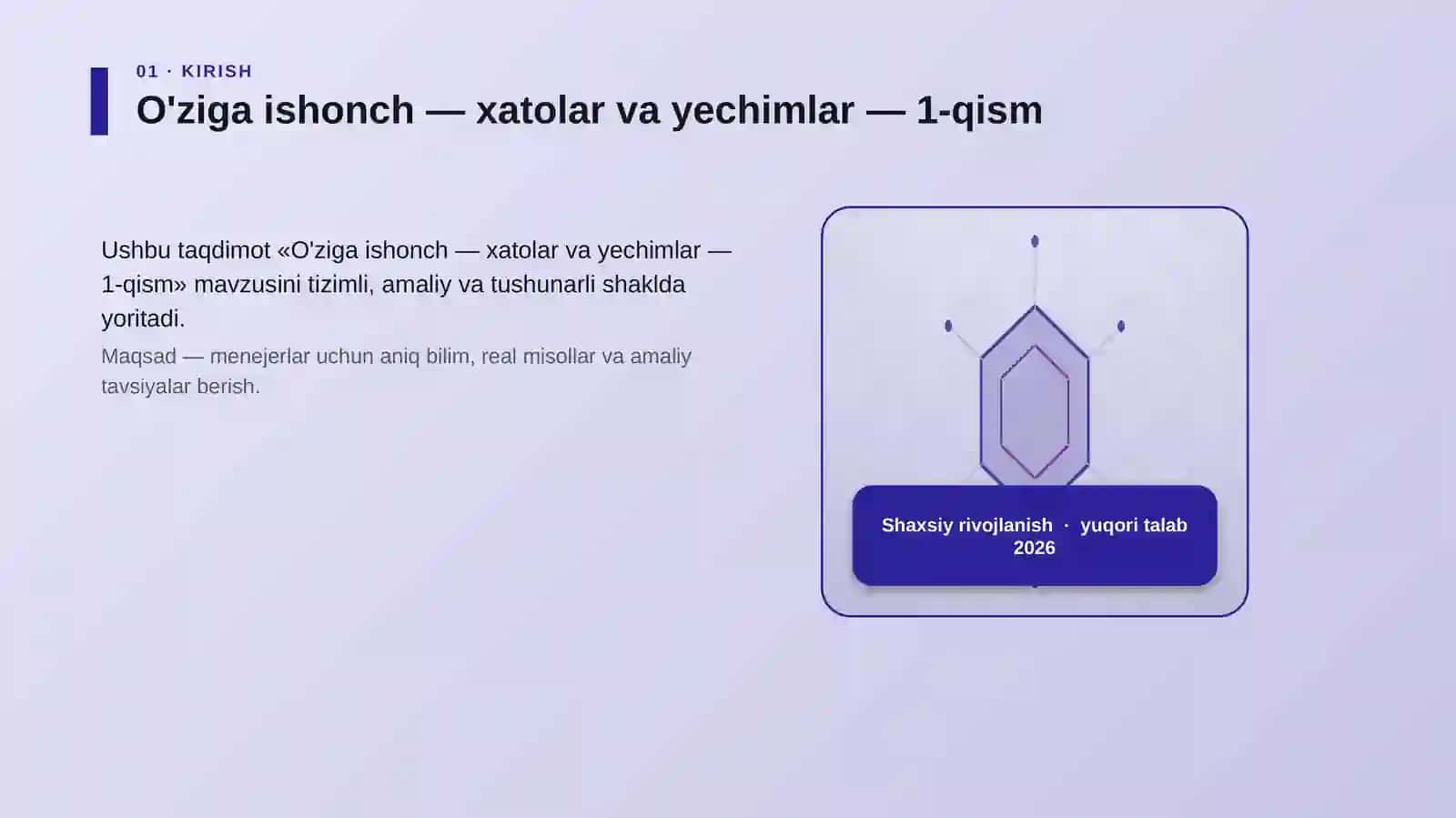 O'ziga ishonch — xatolar va yechimlar — 1-qism 3