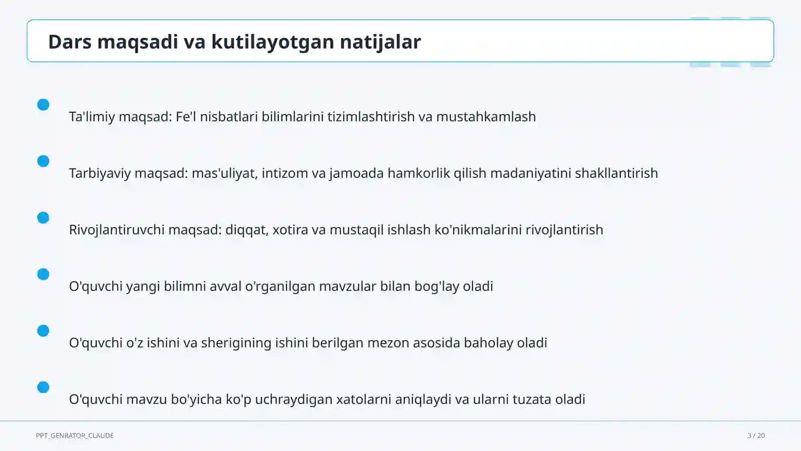Fe'l nisbatlari (7-sinf) Ona tili (5–11) 3