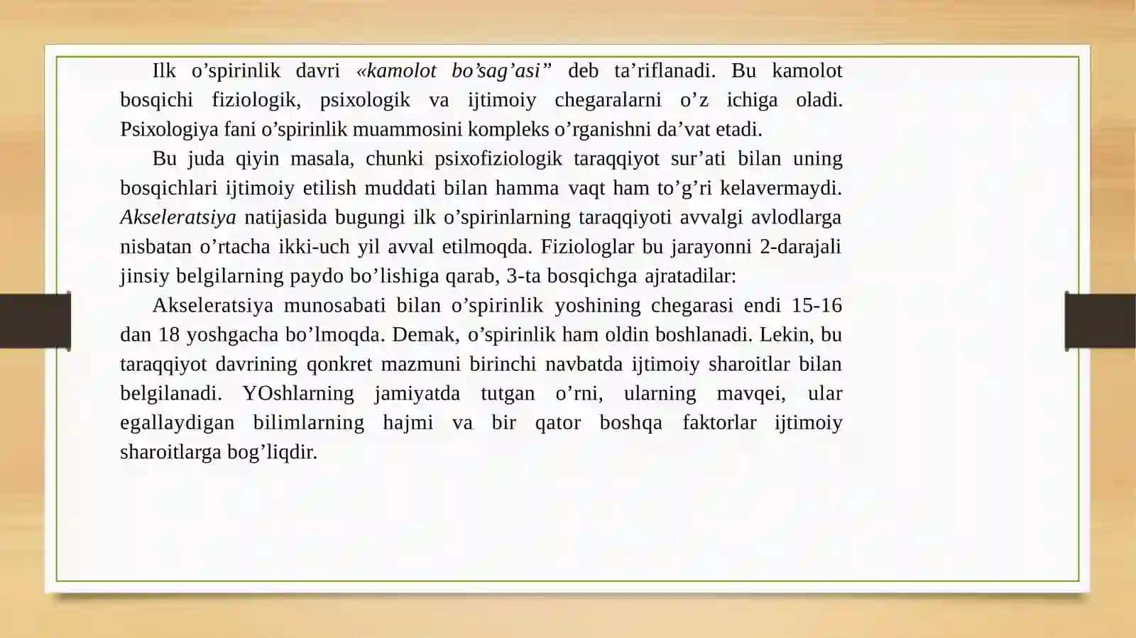 O’SPIRINLIK DAVRI 3