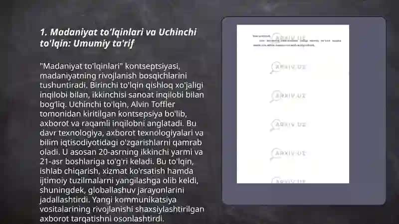 Avloniyning ''Madaniyat toʻlqinlari maqolasi va E.Tofflerning "Uchinchi toʻlqin" asarni qiyosiy tahlil etish 3