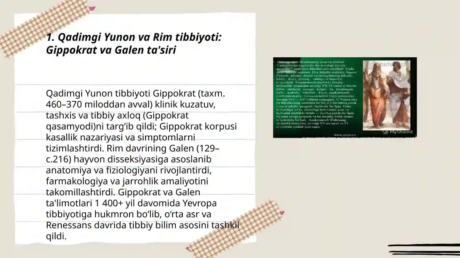 Qadimgi Yunon va Rim tibbiyoti: Gippokrat va Galen ta'siri 3