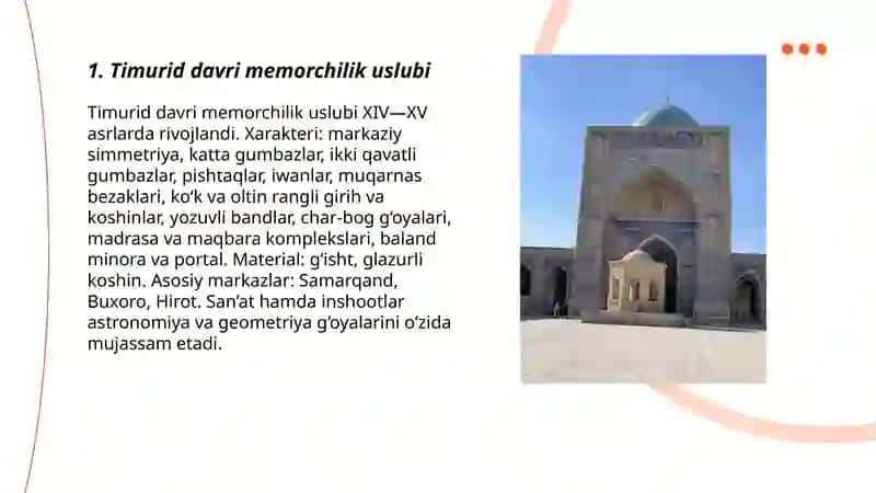 Timurid davri memorchilik uslubi 3